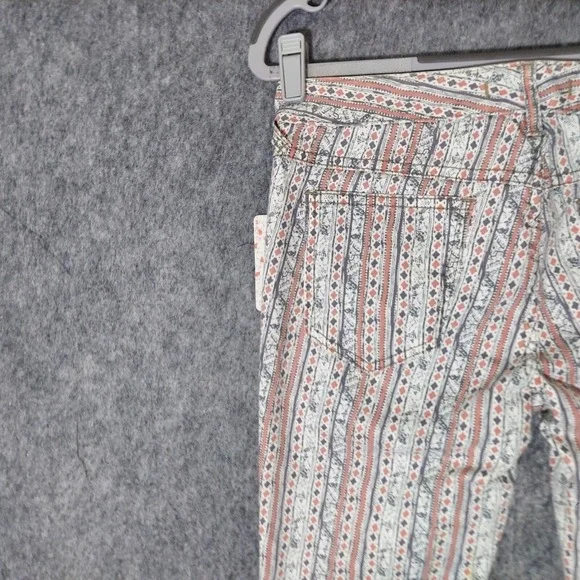 Free People Pants 27 Rotary Geo Striped Ankle Skinny Retro Mod Boho Cottage Core - Picture 10 of 16